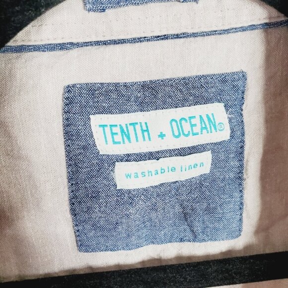 Tenth + Ocean Washable Linen Beach Resort Preppy Bloke Shortsleeve Shirt M - Picture 3 of 8